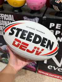 Load image into Gallery viewer, Personalised White &amp; Red Steeden Rugby League (size 5)
