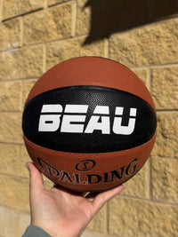 Load image into Gallery viewer, Personalised Spalding Composite Leather Black/Orange TF-250 Basketball (Size 5, 6, 7)
