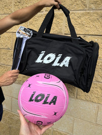 Load image into Gallery viewer, Personalised Netball Starter Pack Bundle (Gilbert Pink Phoenix Ball + Sports Bag + Ball Pump)
