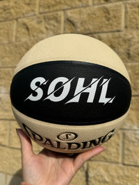 Load image into Gallery viewer, Personalised Spalding Composite Leather Black/Oatmeal TF-250 Basketball (Size 5, 6, 7)
