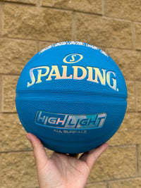 Load image into Gallery viewer, Personalised Spalding Rubber Blue Highlight Rush Basketball (Size 5, 6, 7)
