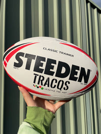 Load image into Gallery viewer, Personalised White &amp; Red Steeden Rugby League (size 5)

