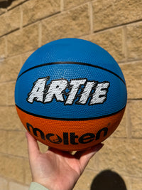 Load image into Gallery viewer, Personalised Molten BCR2 Orange/Cyan Rubber Basketball (Size 5)
