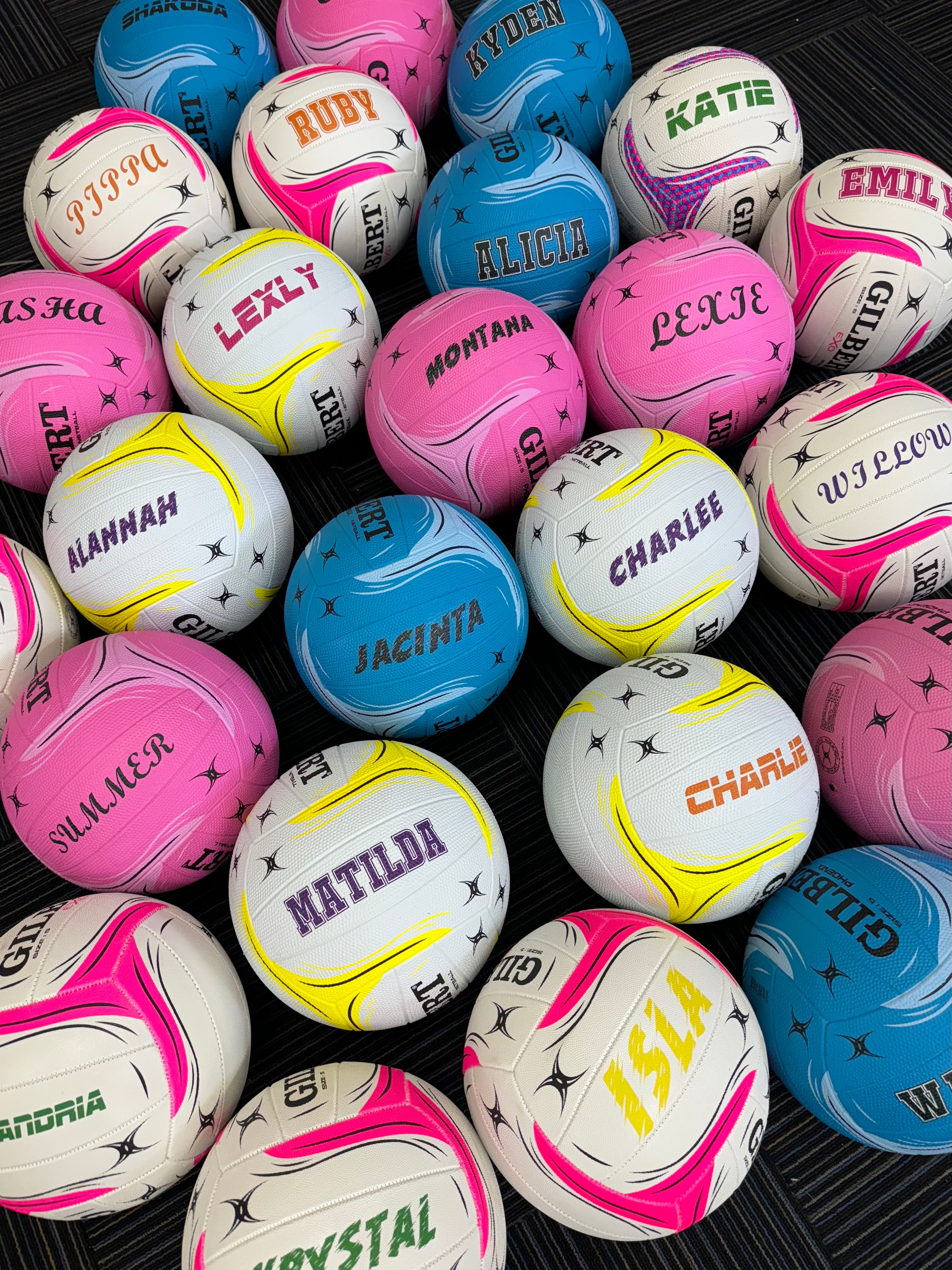 Personalised Gilbert Phoenix Netball Pink (SIZE 5)