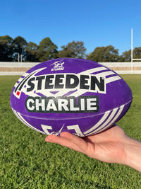 Load image into Gallery viewer, Personalised Melbourne Storm Official NRL Ball (Size 5)
