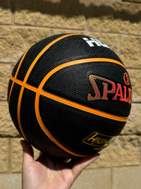 Load image into Gallery viewer, Personalised Spalding Rubber Black/Orange Highlight Foil Basketball (Size 6, 7)
