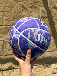 Load image into Gallery viewer, Personalised Spalding Rubber Basketball Purple Multi Marble (Size 5, 6)
