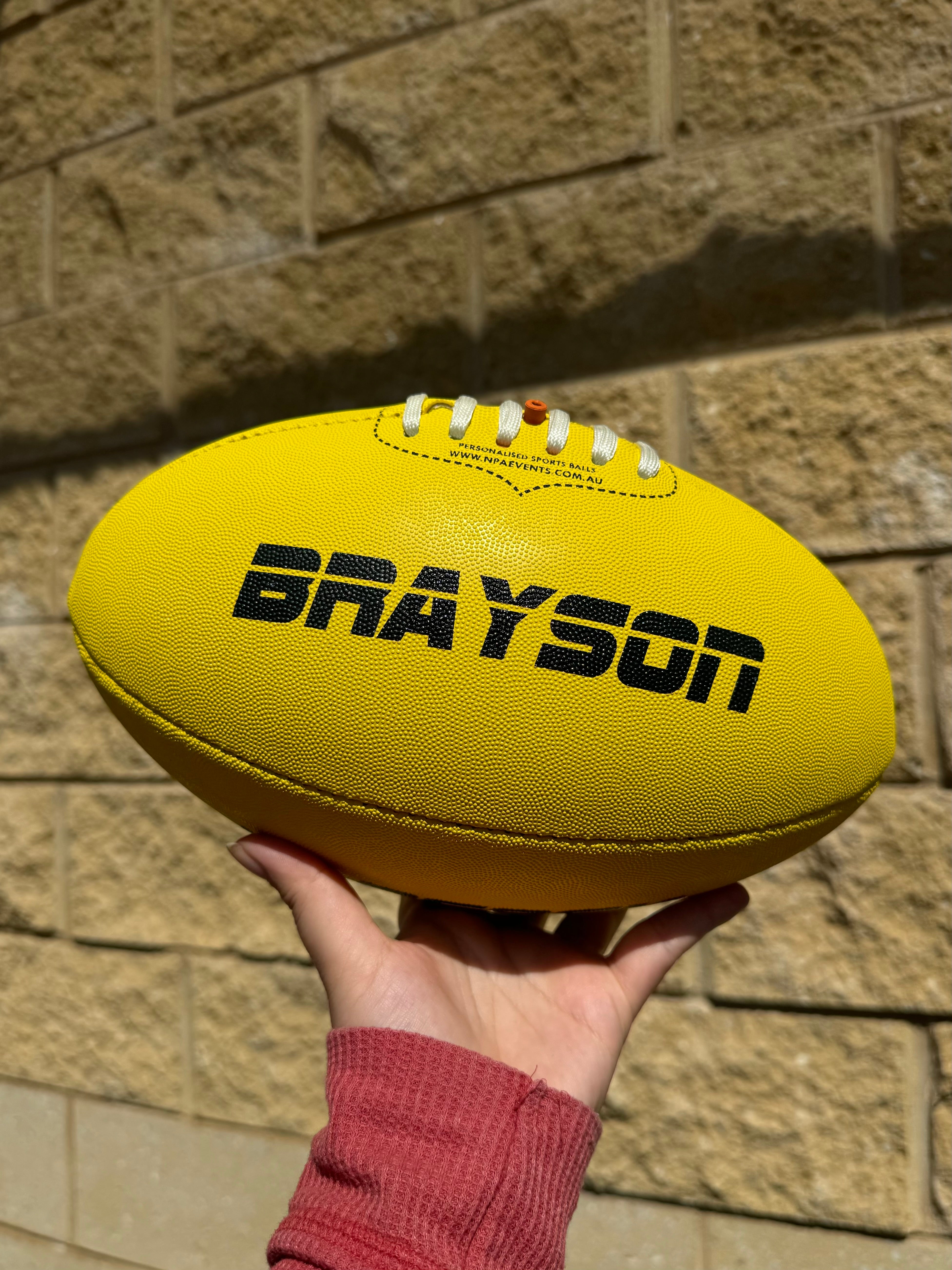 Personalised Mi-Ball AFL Football - Yellow (Size 5)