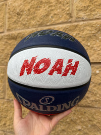 Load image into Gallery viewer, Personalised Spalding Rubber Basketball Red/White/Blue TF-150 (Size 5)
