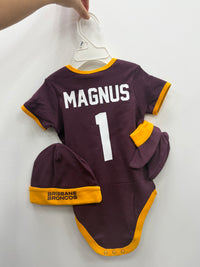 Load image into Gallery viewer, Personalised Brisbane Broncos NRL Lullaby 3pc Baby Gift Set
