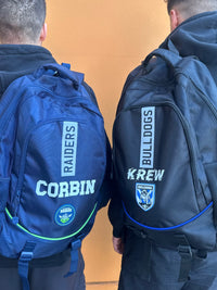 Load image into Gallery viewer, Personalised Canberra Raiders Official NRL Backpack
