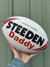 Load image into Gallery viewer, Personalised White &amp; Red Steeden Rugby League (size 5)

