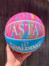 Load image into Gallery viewer, Personalised Spalding Rubber Basketball Pink Marble (Size 5, 6)
