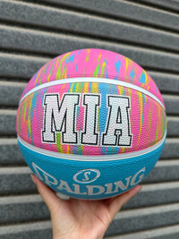Load image into Gallery viewer, Personalised Spalding Rubber Basketball Pink Marble (Size 5, 6)
