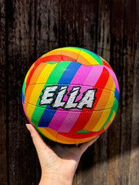 Load image into Gallery viewer, Personalised Mi-Ball Envision Rainbow Netball (SIZE 4, 5)
