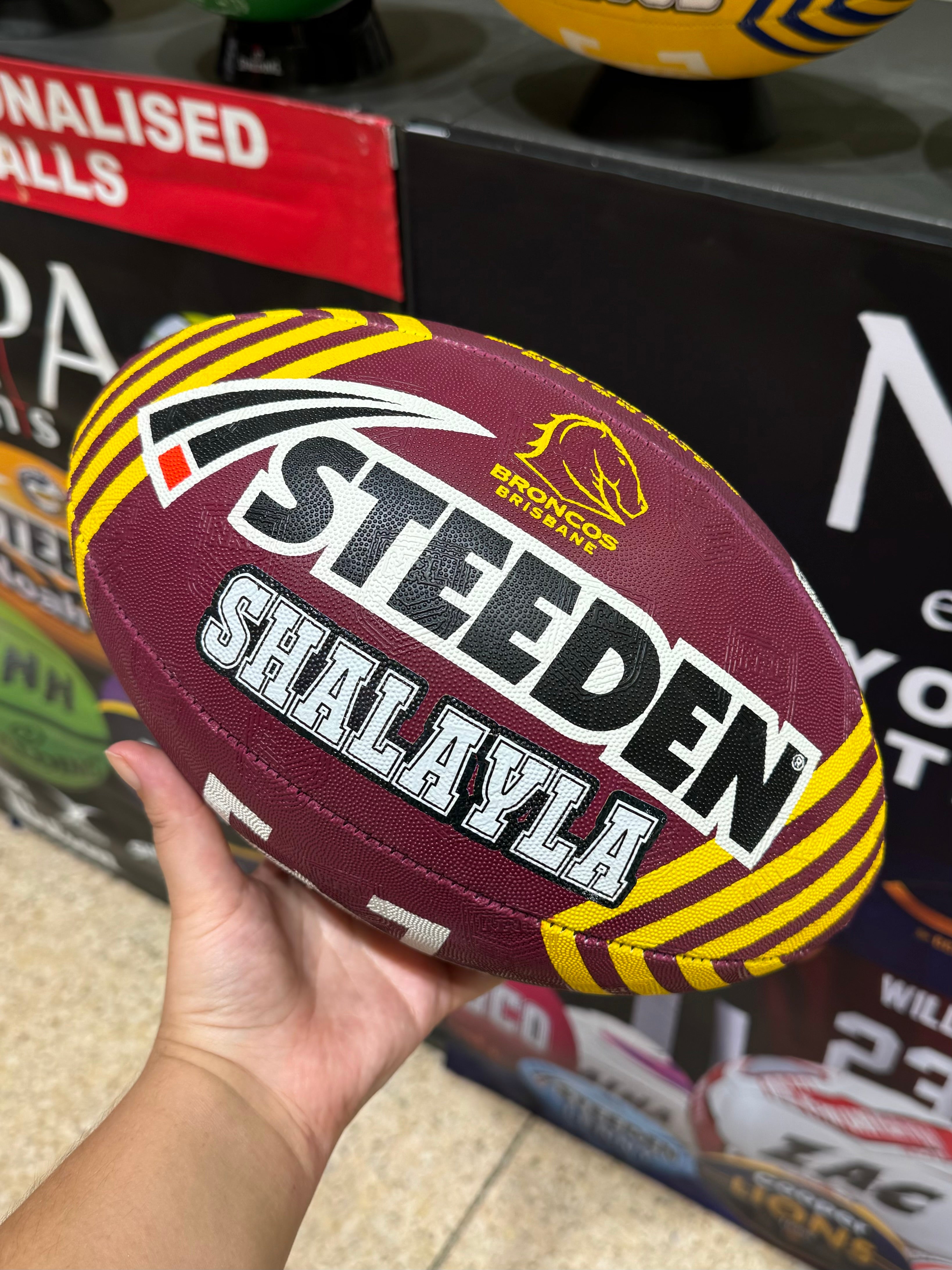 Personalised Brisbane Broncos Official NRL Ball (Size 5)
