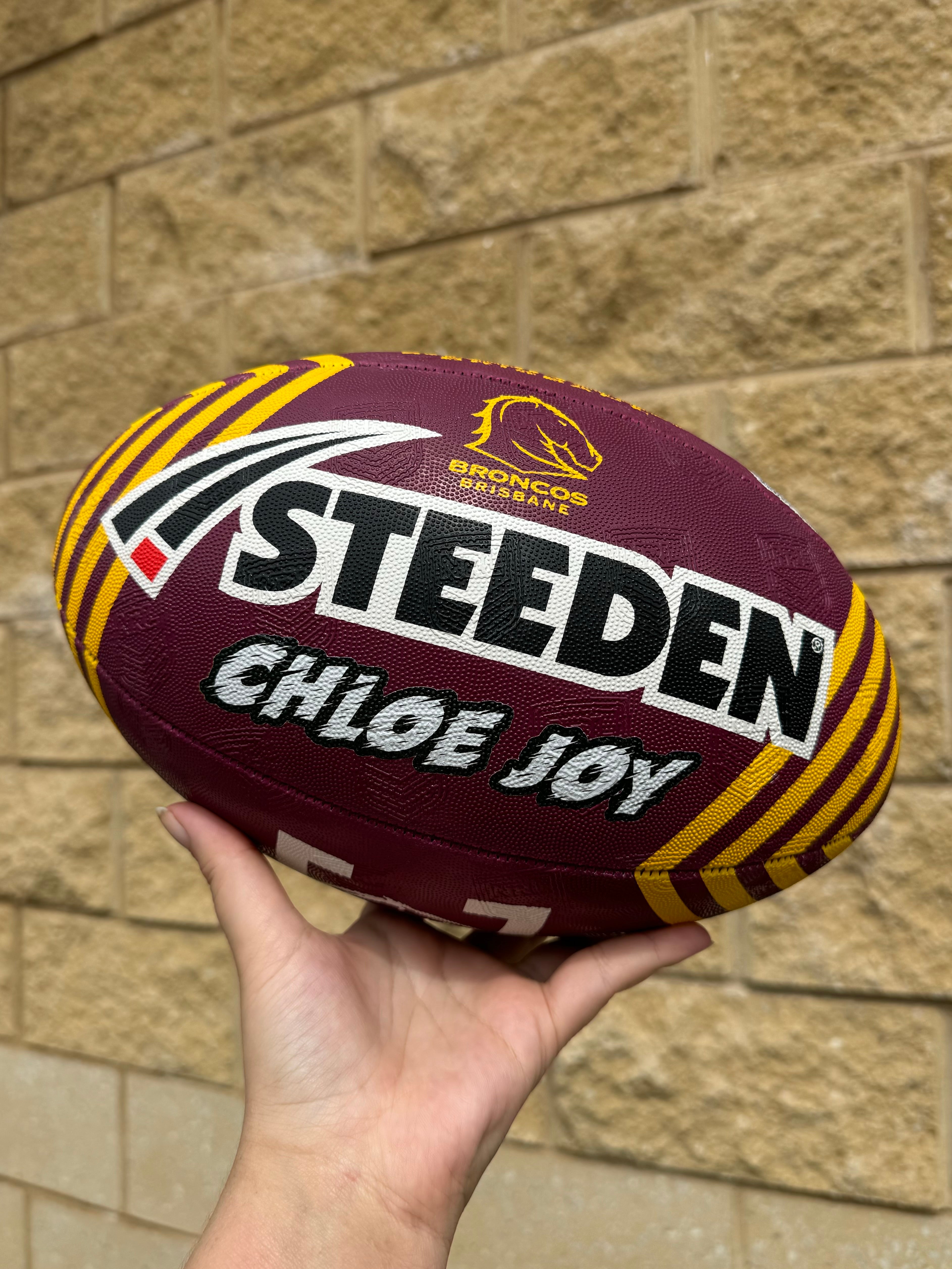 Personalised Brisbane Broncos Official NRL Ball (Size 5)