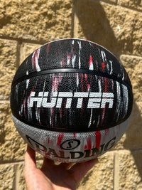Load image into Gallery viewer, Personalised Spalding Black/Red Marble Basketball (Size 6, 7)
