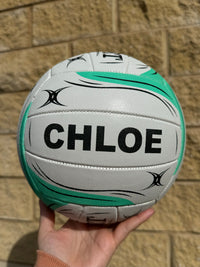 Load image into Gallery viewer, Personalised Gilbert Exo White and Teal Netball (SIZE 4, 5)
