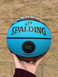 Load image into Gallery viewer, Personalised Spalding NBL Aqua Blue Indigenous Basketball (Size 5, 6, 7)
