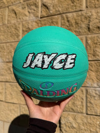 Load image into Gallery viewer, Personalised Spalding Rubber Teal Highlight Rush Basketball (Size 5, 6)
