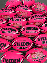 Load image into Gallery viewer, Personalised Pink Steeden Rugby League Balls (Size 5)
