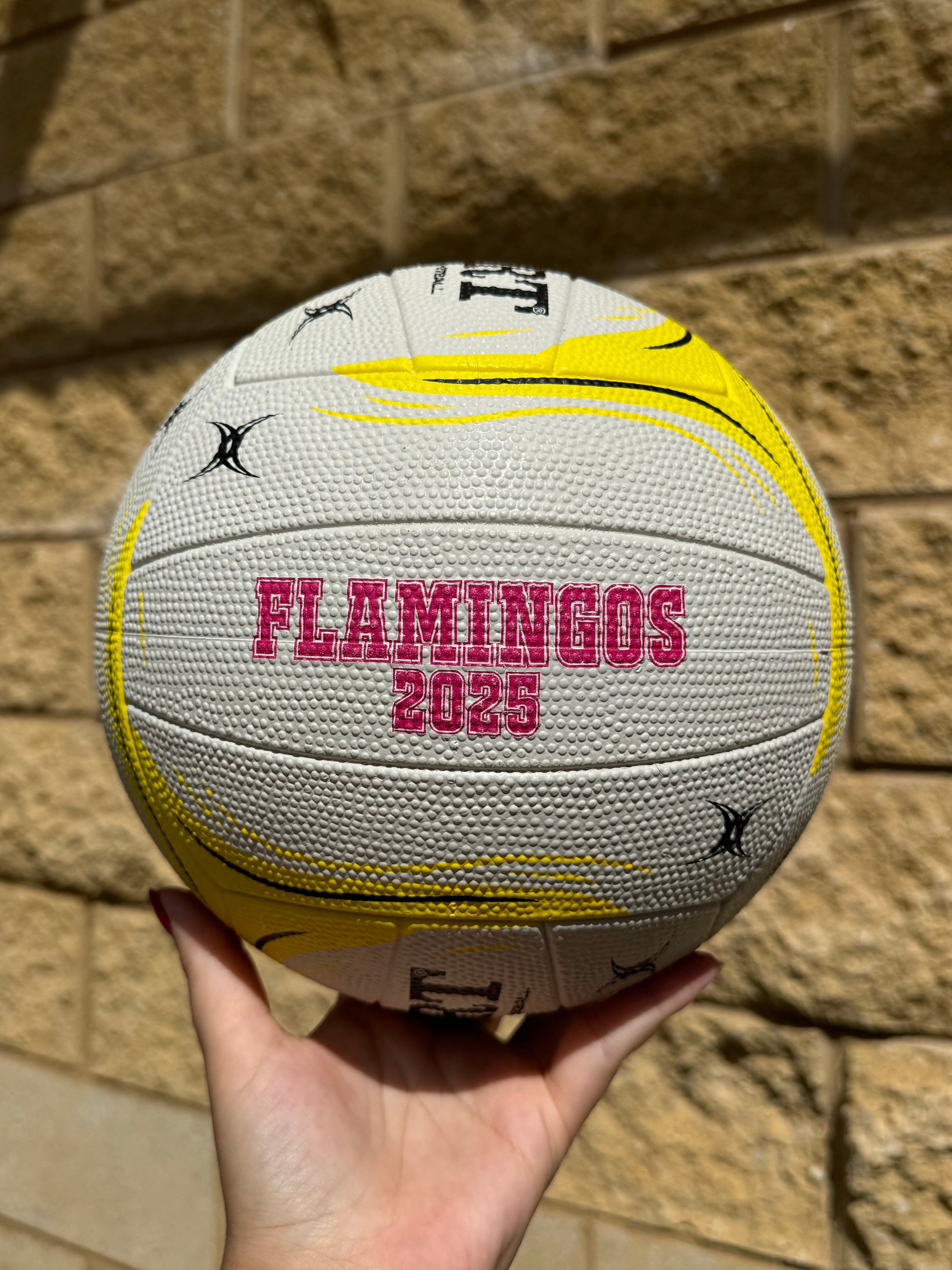 Personalised Gilbert Phoenix Netball White and Yellow (SIZE 4)