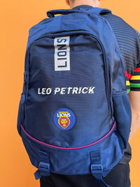 Load image into Gallery viewer, Personalised Brisbane Lions Official AFL Backpack
