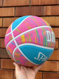 Load image into Gallery viewer, Personalised Spalding Rubber Basketball Pink Marble (Size 5, 6)
