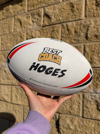 Load image into Gallery viewer, Personalised Best Coach Rugby League Gift Pack (Steeden White &amp; Red)
