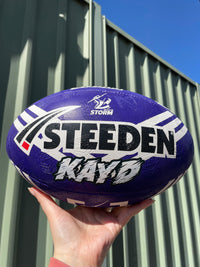 Load image into Gallery viewer, Personalised Melbourne Storm Official NRL Ball (Size 5)
