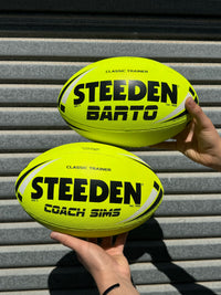 Load image into Gallery viewer, Personalised Yellow Steeden Rugby League Balls (Size 5)
