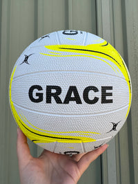 Load image into Gallery viewer, Personalised Gilbert Phoenix Netball White and Yellow (SIZE 4)
