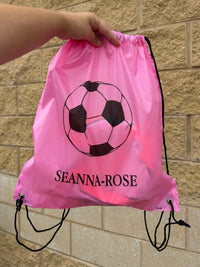 Load image into Gallery viewer, Personalised Soccer Drawstring Bag
