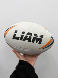 Load image into Gallery viewer, Personalised 2027 Match Rugby League White/Navy/Orange Steeden (size 5)

