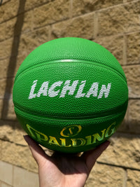 Load image into Gallery viewer, Personalised Spalding Rubber Green Highlight Rush Basketball (Size 5, 6, 7)
