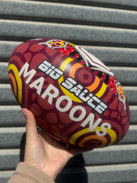 Load image into Gallery viewer, Personalised Indigenous QLD Maroons Official NRL Ball (size 5)
