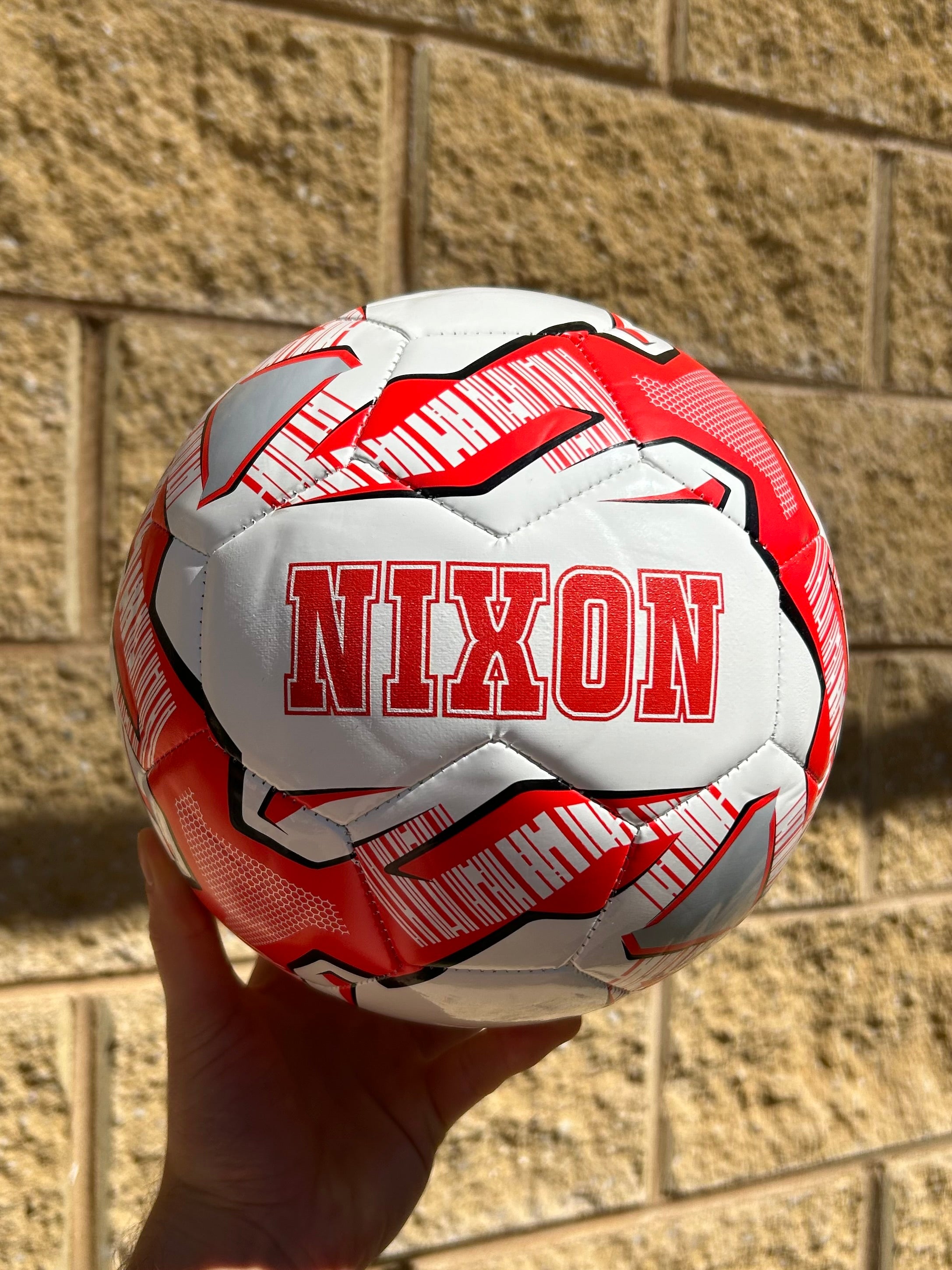 Personalised Mi-Ball Red Soccer Ball (Size 3, 4, 5)