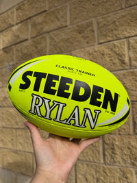 Load image into Gallery viewer, Personalised Yellow Steeden Rugby League Balls (Size 5)
