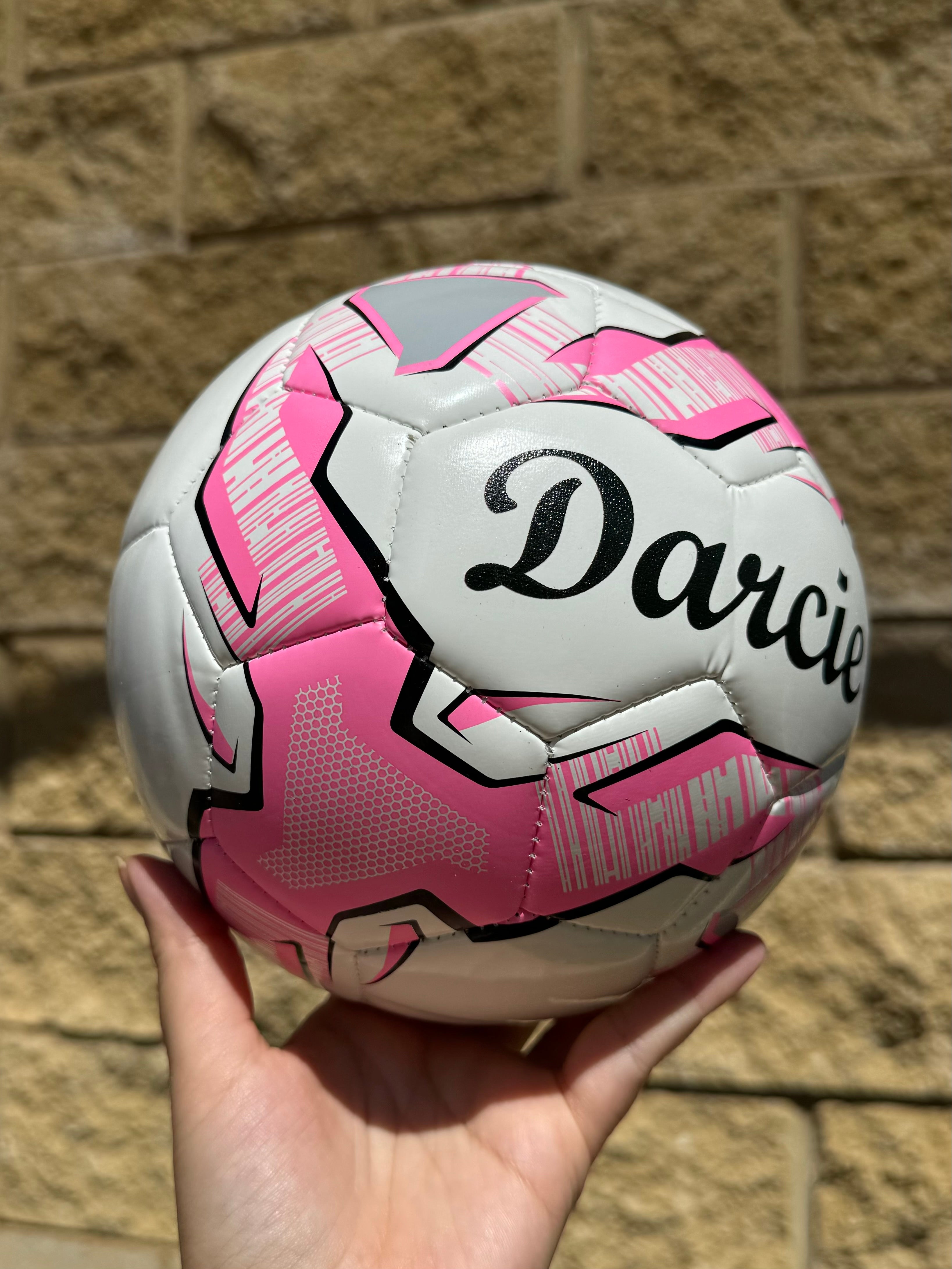 Personalised Mi-Ball Pink Soccer Ball (Size 3, 4, 5)