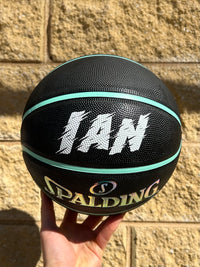 Load image into Gallery viewer, Personalised Spalding Rubber Black/Mint Highlight Foil Basketball (Size 5, 6)
