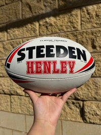 Load image into Gallery viewer, Personalised White &amp; Red Steeden Rugby League (size 5)
