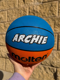 Load image into Gallery viewer, Personalised Molten BCR2 Orange/Cyan Rubber Basketball (Size 5)
