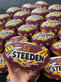 Load image into Gallery viewer, Personalised Brisbane Broncos Official NRL Ball (11inch mini ball)
