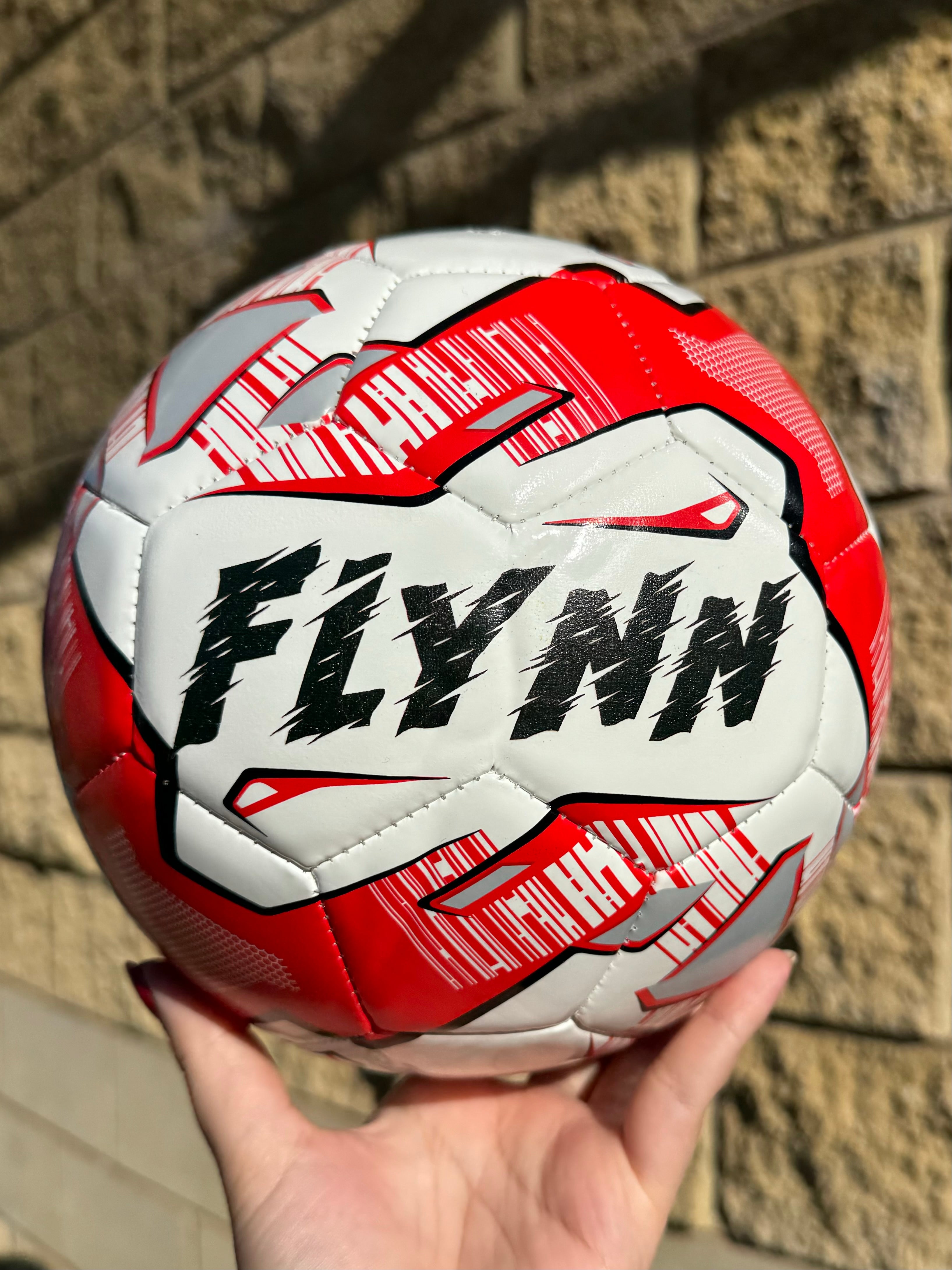 Personalised Mi-Ball Red Soccer Ball (Size 3, 4, 5)