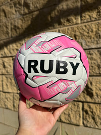 Load image into Gallery viewer, Personalised Mi-Ball Pink Soccer Ball (Size 3, 4, 5)
