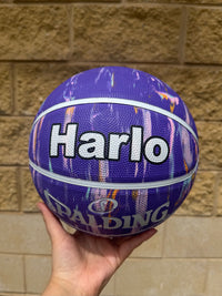 Load image into Gallery viewer, Personalised Spalding Rubber Basketball Purple Multi Marble (Size 5, 6)

