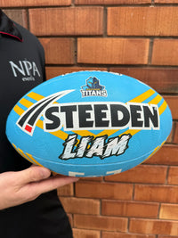 Load image into Gallery viewer, Personalised Gold Coast Titans Official NRL Ball (Size 5)
