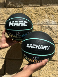 Load image into Gallery viewer, Personalised Spalding Rubber Black/Mint Highlight Foil Basketball (Size 5, 6)
