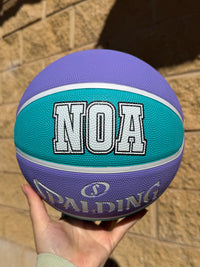 Load image into Gallery viewer, Personalised Spalding WNBL Rubber Basketball Teal &amp; Purple (Size 5, 6)
